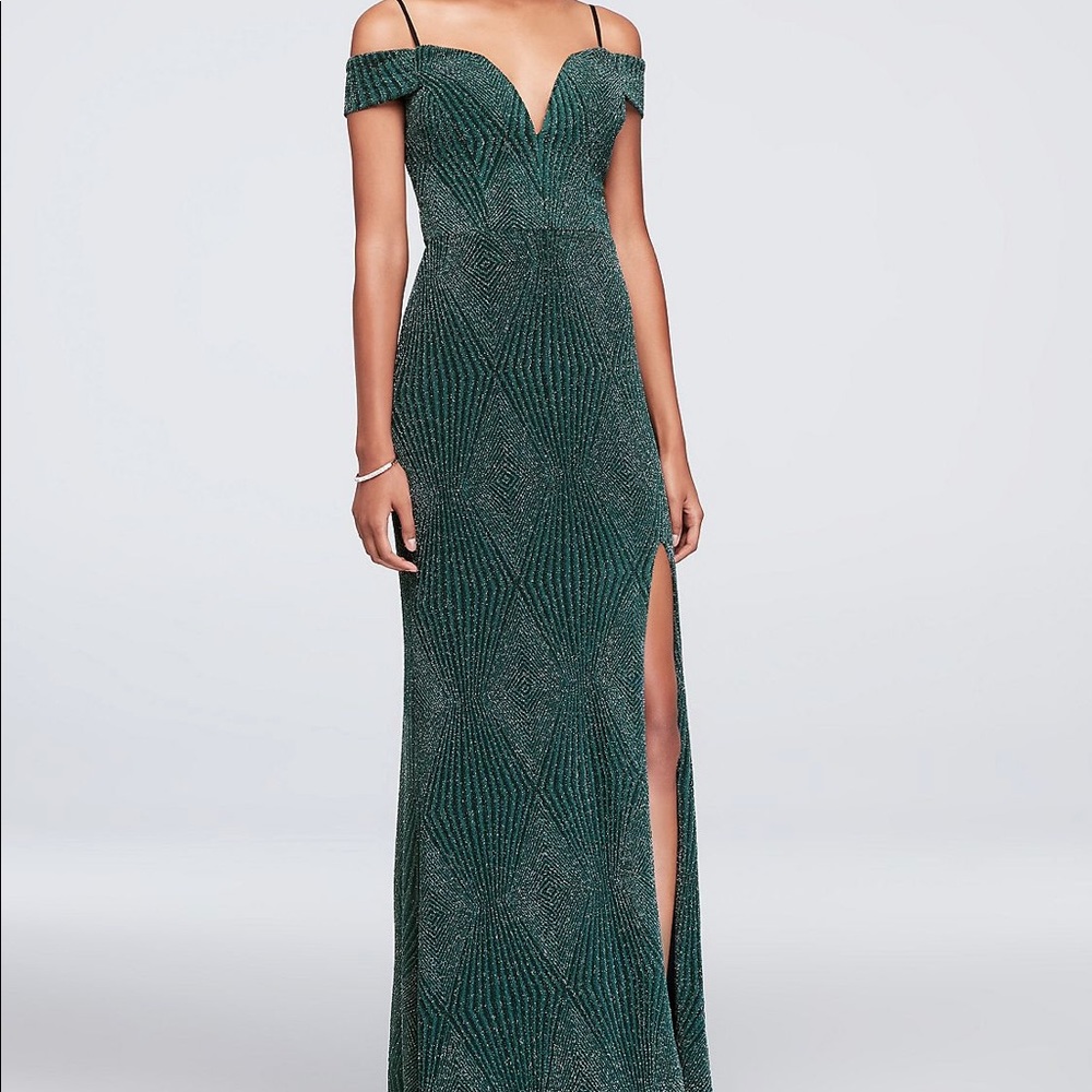 Emerald green with silver Prom dress